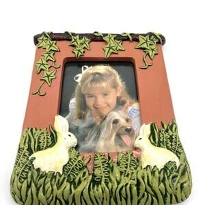 Vintage Decorative Easter Bunnies Grass 3D Self Standing Photo Frame 5X7